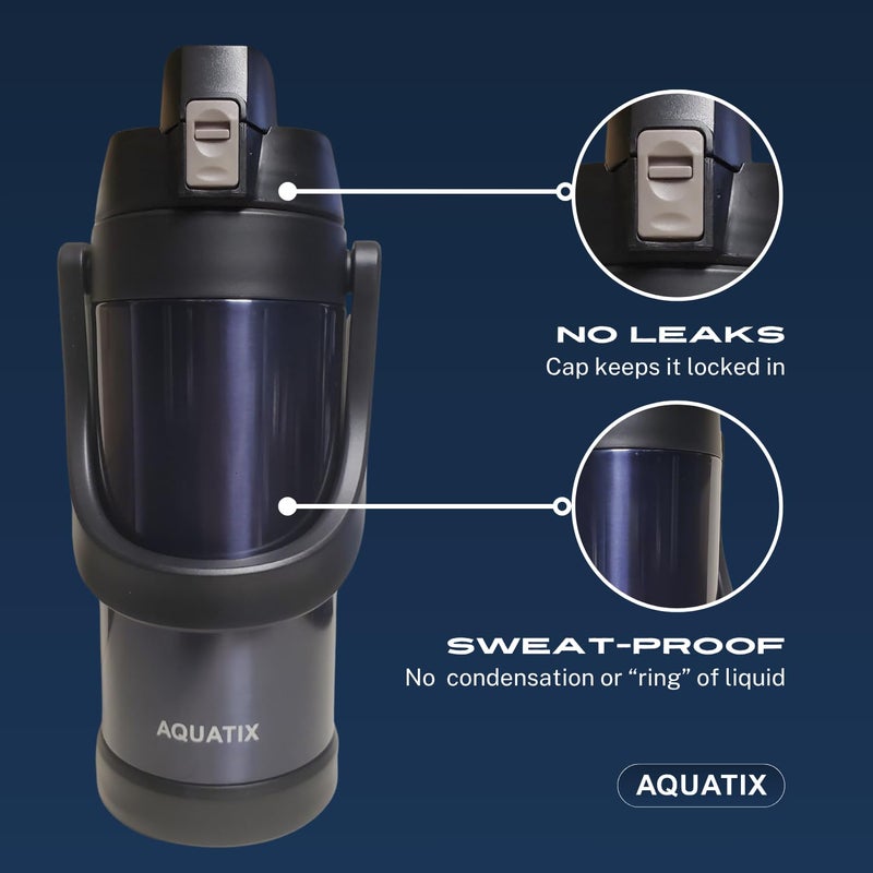 Aquatix Double Wall Insulated Extra Large XL Stainless Steel Sport thermos Bottle 68 ounce Midnight Blue - Image 3
